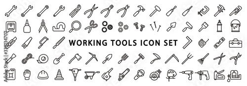Cuadros en Lienzo Big Set of Working Tools Icon (Thin Line Version)
