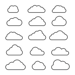 Clouds line art icon. Storage solution element, databases, networking, software image, cloud and meteorology concept. Vector line art illustration isolated on white background