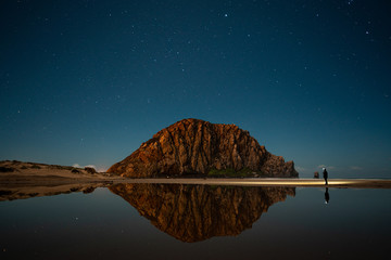 Wall Mural - man stargazing at morro rock beach