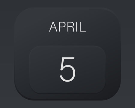 Design calendar 2021 year in trendy black style. Vector illustration symbol of a calendar.  Stylish black gradient. Daily sign of the calendar for web site design, logo, app, UI/UX. Spring April