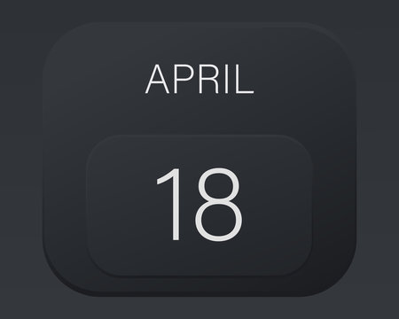 Design calendar 2021 year in trendy black style. Vector illustration symbol of a calendar.  Stylish black gradient. Daily sign of the calendar for web site design, logo, app, UI/UX. Spring April