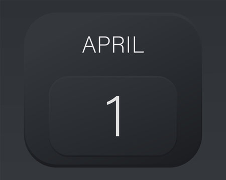 Design calendar 2021 year in trendy black style. Vector illustration symbol of a calendar.  Stylish black gradient. Daily sign of the calendar for web site design, logo, app, UI/UX. Spring April