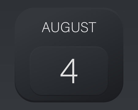 Design calendar 2021 year in trendy black style.Vector illustration symbol of a calendar. Stylish black gradient. Daily sign of the calendar for web site design, logo, app, UI/UX. Summer August