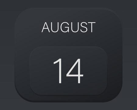Design calendar 2021 year in trendy black style.Vector illustration symbol of a calendar. Stylish black gradient. Daily sign of the calendar for web site design, logo, app, UI/UX. Summer August