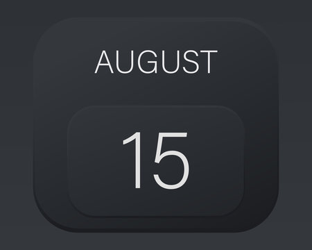 Design calendar 2021 year in trendy black style.Vector illustration symbol of a calendar. Stylish black gradient. Daily sign of the calendar for web site design, logo, app, UI/UX. Summer August