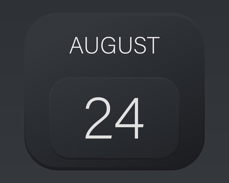 Design calendar 2021 year in trendy black style.Vector illustration symbol of a calendar. Stylish black gradient. Daily sign of the calendar for web site design, logo, app, UI/UX. Summer August