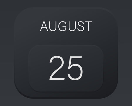 Design calendar 2021 year in trendy black style.Vector illustration symbol of a calendar. Stylish black gradient. Daily sign of the calendar for web site design, logo, app, UI/UX. Summer August