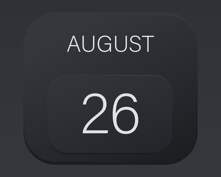 Design calendar 2021 year in trendy black style.Vector illustration symbol of a calendar. Stylish black gradient. Daily sign of the calendar for web site design, logo, app, UI/UX. Summer August