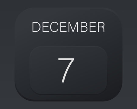 Design calendar 2021 year in trendy black style.Vector illustration symbol of a calendar.Stylish black gradient.Daily sign of the calendar for web site design,logo,app,UI/UX. Winter December