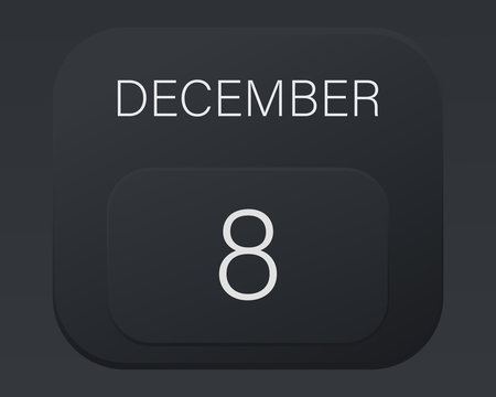 Design calendar 2021 year in trendy black style.Vector illustration symbol of a calendar.Stylish black gradient.Daily sign of the calendar for web site design,logo,app,UI/UX. Winter December