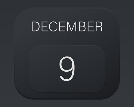 Design calendar 2021 year in trendy black style.Vector illustration symbol of a calendar.Stylish black gradient.Daily sign of the calendar for web site design,logo,app,UI/UX. Winter December