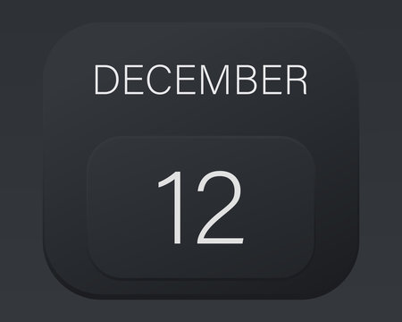 Design calendar 2021 year in trendy black style.Vector illustration symbol of a calendar.Stylish black gradient.Daily sign of the calendar for web site design,logo,app,UI/UX. Winter December