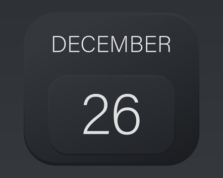 Design calendar 2021 year in trendy black style.Vector illustration symbol of a calendar.Stylish black gradient.Daily sign of the calendar for web site design,logo,app,UI/UX. Winter December
