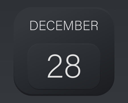 Design calendar 2021 year in trendy black style.Vector illustration symbol of a calendar.Stylish black gradient.Daily sign of the calendar for web site design,logo,app,UI/UX. Winter December