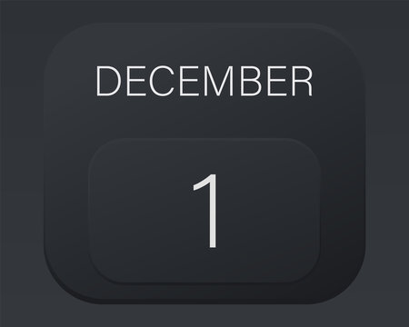 Design calendar 2021 year in trendy black style.Vector illustration symbol of a calendar.Stylish black gradient.Daily sign of the calendar for web site design,logo,app,UI/UX. Winter December