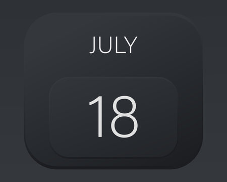 Design calendar 2021 year in trendy black style.Vector illustration symbol of a calendar. Stylish black gradient. Daily sign of the calendar for web site design, logo, app, UI/UX. Summer July