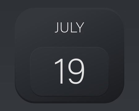 Design calendar 2021 year in trendy black style.Vector illustration symbol of a calendar. Stylish black gradient. Daily sign of the calendar for web site design, logo, app, UI/UX. Summer July