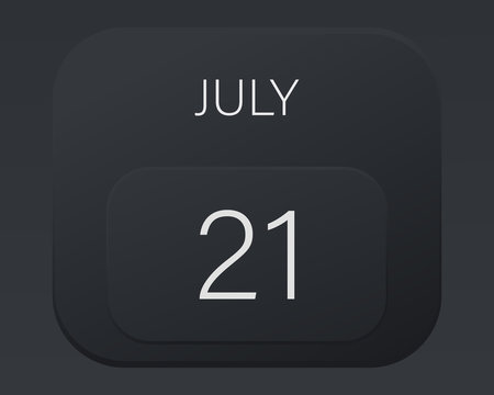 Design calendar 2021 year in trendy black style.Vector illustration symbol of a calendar. Stylish black gradient. Daily sign of the calendar for web site design, logo, app, UI/UX. Summer July