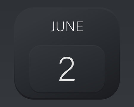 Design calendar 2021 year in trendy black style.Vector illustration symbol of a calendar. Stylish black gradient. Daily sign of the calendar for web site design, logo, app, UI/UX. Summer June