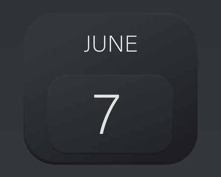 Design calendar 2021 year in trendy black style.Vector illustration symbol of a calendar. Stylish black gradient. Daily sign of the calendar for web site design, logo, app, UI/UX. Summer June