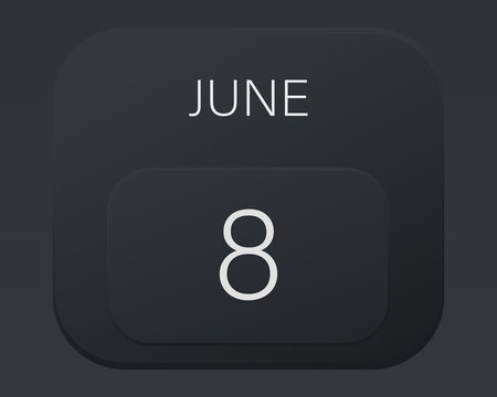 Design calendar 2021 year in trendy black style.Vector illustration symbol of a calendar. Stylish black gradient. Daily sign of the calendar for web site design, logo, app, UI/UX. Summer June
