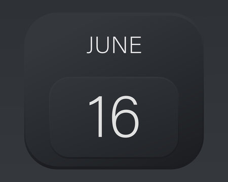 Design calendar 2021 year in trendy black style.Vector illustration symbol of a calendar. Stylish black gradient. Daily sign of the calendar for web site design, logo, app, UI/UX. Summer June