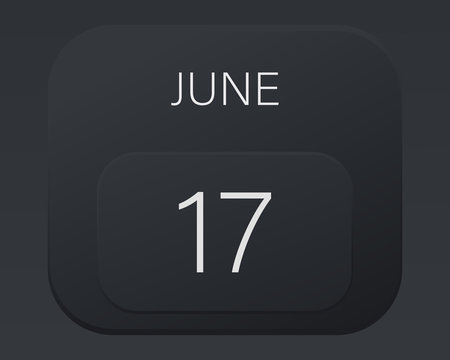 Design calendar 2021 year in trendy black style.Vector illustration symbol of a calendar. Stylish black gradient. Daily sign of the calendar for web site design, logo, app, UI/UX. Summer June