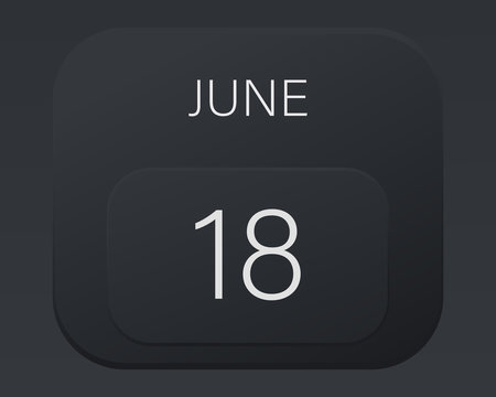 Design calendar 2021 year in trendy black style.Vector illustration symbol of a calendar. Stylish black gradient. Daily sign of the calendar for web site design, logo, app, UI/UX. Summer June