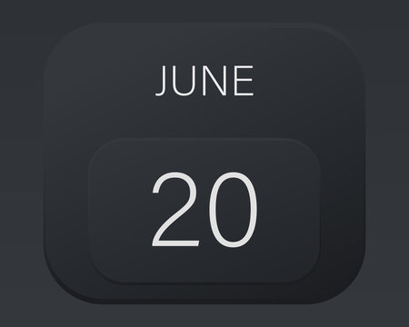 Design calendar 2021 year in trendy black style.Vector illustration symbol of a calendar. Stylish black gradient. Daily sign of the calendar for web site design, logo, app, UI/UX. Summer June