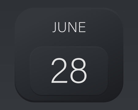 Design calendar 2021 year in trendy black style.Vector illustration symbol of a calendar. Stylish black gradient. Daily sign of the calendar for web site design, logo, app, UI/UX. Summer June