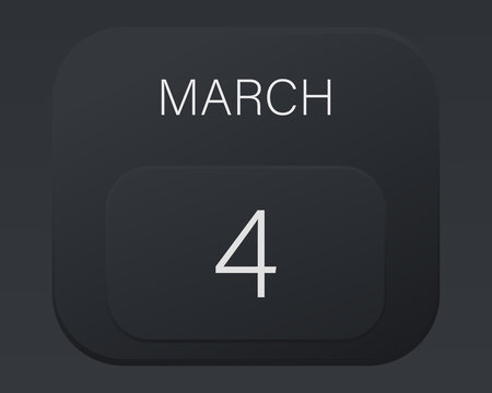 Design calendar 2021 year in trendy black style. Vector illustration symbol of a calendar.  Stylish black gradient. Daily sign of the calendar for web site design, logo, app, UI/UX. Spring March