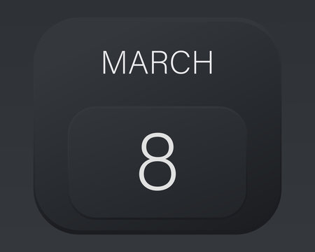 Design calendar 2021 year in trendy black style. Vector illustration symbol of a calendar.  Stylish black gradient. Daily sign of the calendar for web site design, logo, app, UI/UX. Spring March