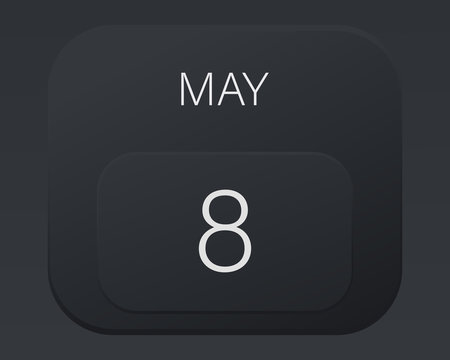 Design calendar 2021 year in trendy black style.Vector illustration symbol of a calendar. Stylish black gradient. Daily sign of the calendar for web site design, logo, app, UI/UX. Spring May