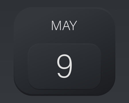 Design calendar 2021 year in trendy black style.Vector illustration symbol of a calendar. Stylish black gradient. Daily sign of the calendar for web site design, logo, app, UI/UX. Spring May