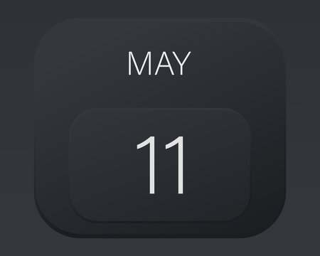 Design calendar 2021 year in trendy black style.Vector illustration symbol of a calendar. Stylish black gradient. Daily sign of the calendar for web site design, logo, app, UI/UX. Spring May