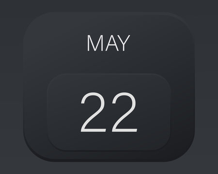 Design calendar 2021 year in trendy black style.Vector illustration symbol of a calendar. Stylish black gradient. Daily sign of the calendar for web site design, logo, app, UI/UX. Spring May
