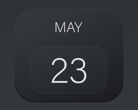 Design calendar 2021 year in trendy black style.Vector illustration symbol of a calendar. Stylish black gradient. Daily sign of the calendar for web site design, logo, app, UI/UX. Spring May