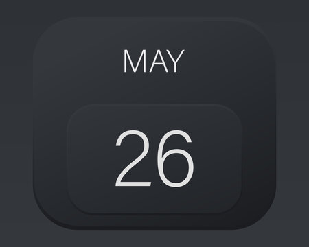 Design calendar 2021 year in trendy black style.Vector illustration symbol of a calendar. Stylish black gradient. Daily sign of the calendar for web site design, logo, app, UI/UX. Spring May