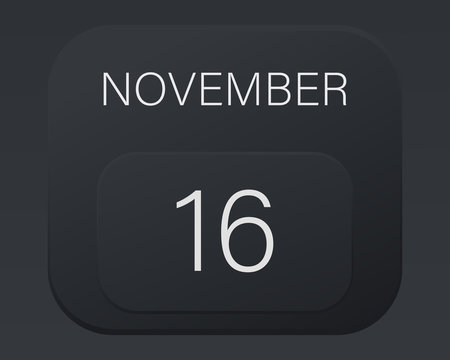 Design calendar 2021 year in trendy black style.Vector illustration symbol of a calendar.Stylish black gradient.Daily sign of the calendar for web site design,logo,app,UI/UX.Fall autumn November