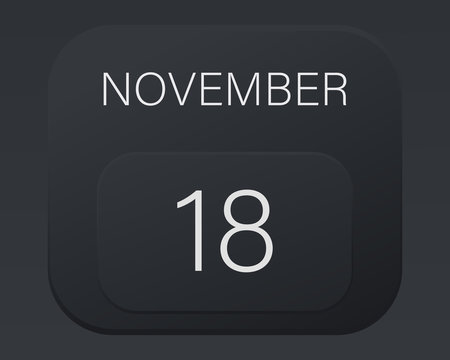 Design calendar 2021 year in trendy black style.Vector illustration symbol of a calendar.Stylish black gradient.Daily sign of the calendar for web site design,logo,app,UI/UX.Fall autumn November