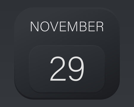 Design calendar 2021 year in trendy black style.Vector illustration symbol of a calendar.Stylish black gradient.Daily sign of the calendar for web site design,logo,app,UI/UX.Fall autumn November