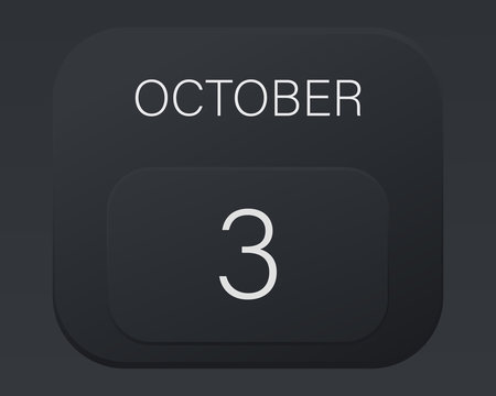 Design calendar 2021 year in trendy black style.Vector illustration symbol of a calendar.Stylish black gradient.Daily sign of the calendar for web site design,logo,app,UI/UX.Fall autumn October