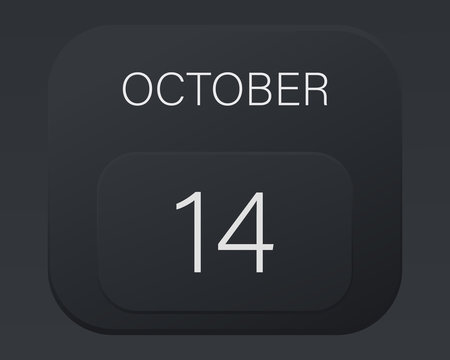 Design calendar 2021 year in trendy black style.Vector illustration symbol of a calendar.Stylish black gradient.Daily sign of the calendar for web site design,logo,app,UI/UX.Fall autumn October