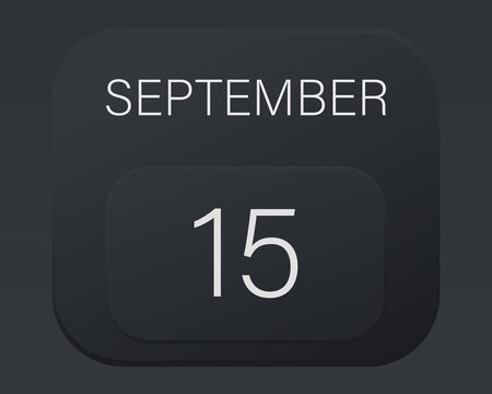 Design calendar 2021 year in trendy black style.Vector illustration symbol of a calendar.Stylish black gradient.Daily sign of the calendar for web site design,logo,app,UI/UX.Fall autumn September