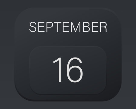 Design calendar 2021 year in trendy black style.Vector illustration symbol of a calendar.Stylish black gradient.Daily sign of the calendar for web site design,logo,app,UI/UX.Fall autumn September