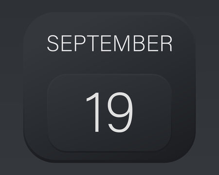 Design calendar 2021 year in trendy black style.Vector illustration symbol of a calendar.Stylish black gradient.Daily sign of the calendar for web site design,logo,app,UI/UX.Fall autumn September