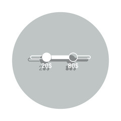 Poster - loading bar by money badge icon. Simple glyph, flat vector of Loader icons for ui and ux, website or mobile application
