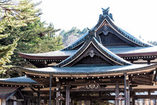 Tenrikyo Temple In Nikko, Japan With Traditional Wooden Roof Architecture Exterior