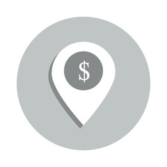 Aufkleber - bank in map pin badge icon. Simple glyph, flat vector of Banking icons for ui and ux, website or mobile application
