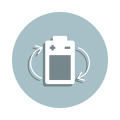 Poster - Battery badge icon. Simple glyph, flat vector of energy icons for ui and ux, website or mobile application